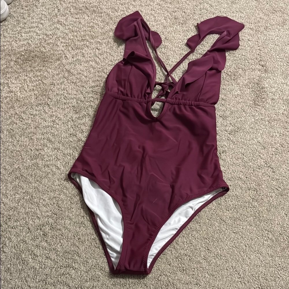 Cupshe Burgundy One-Piece Swimsuit